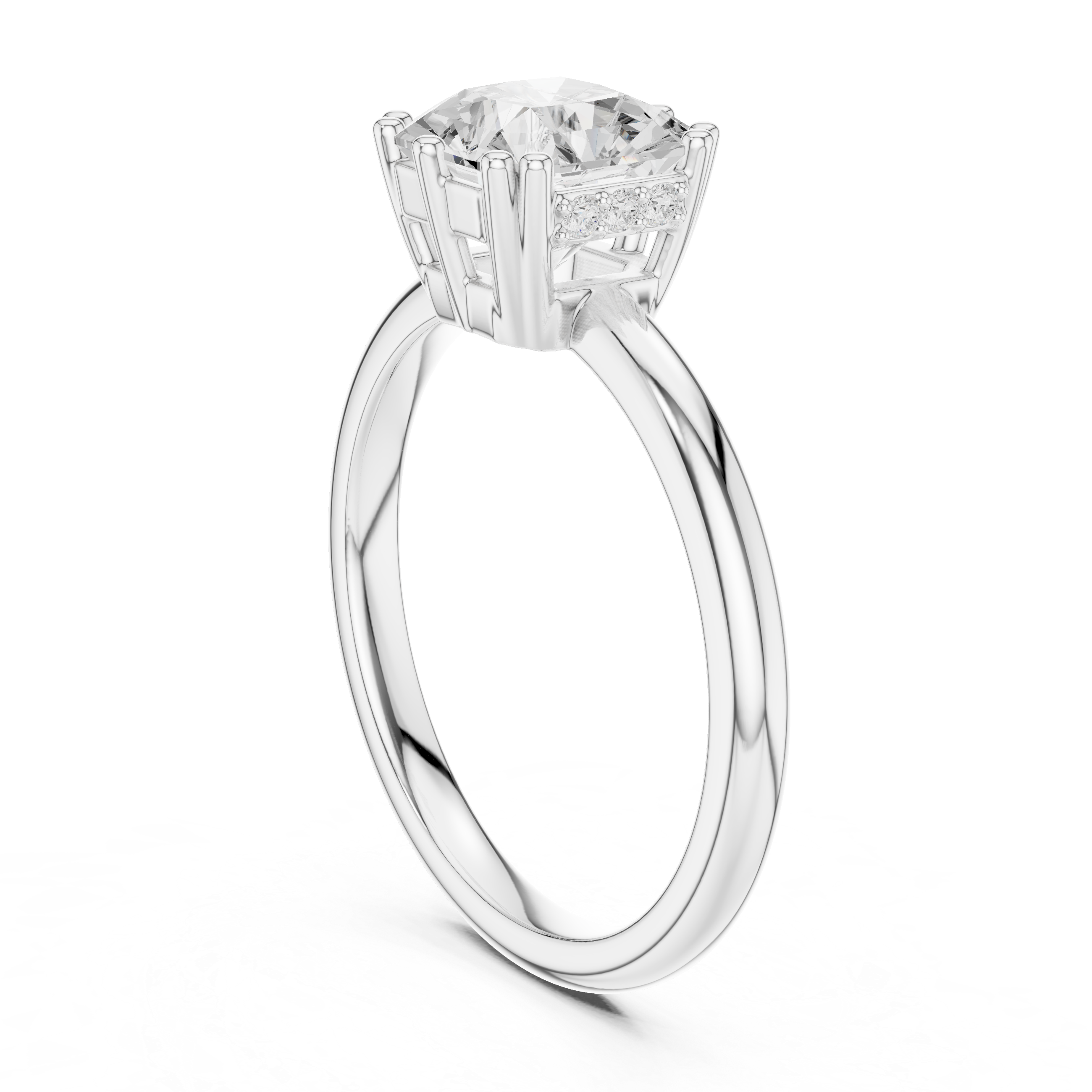 asscher hidden halo Solitaire ring