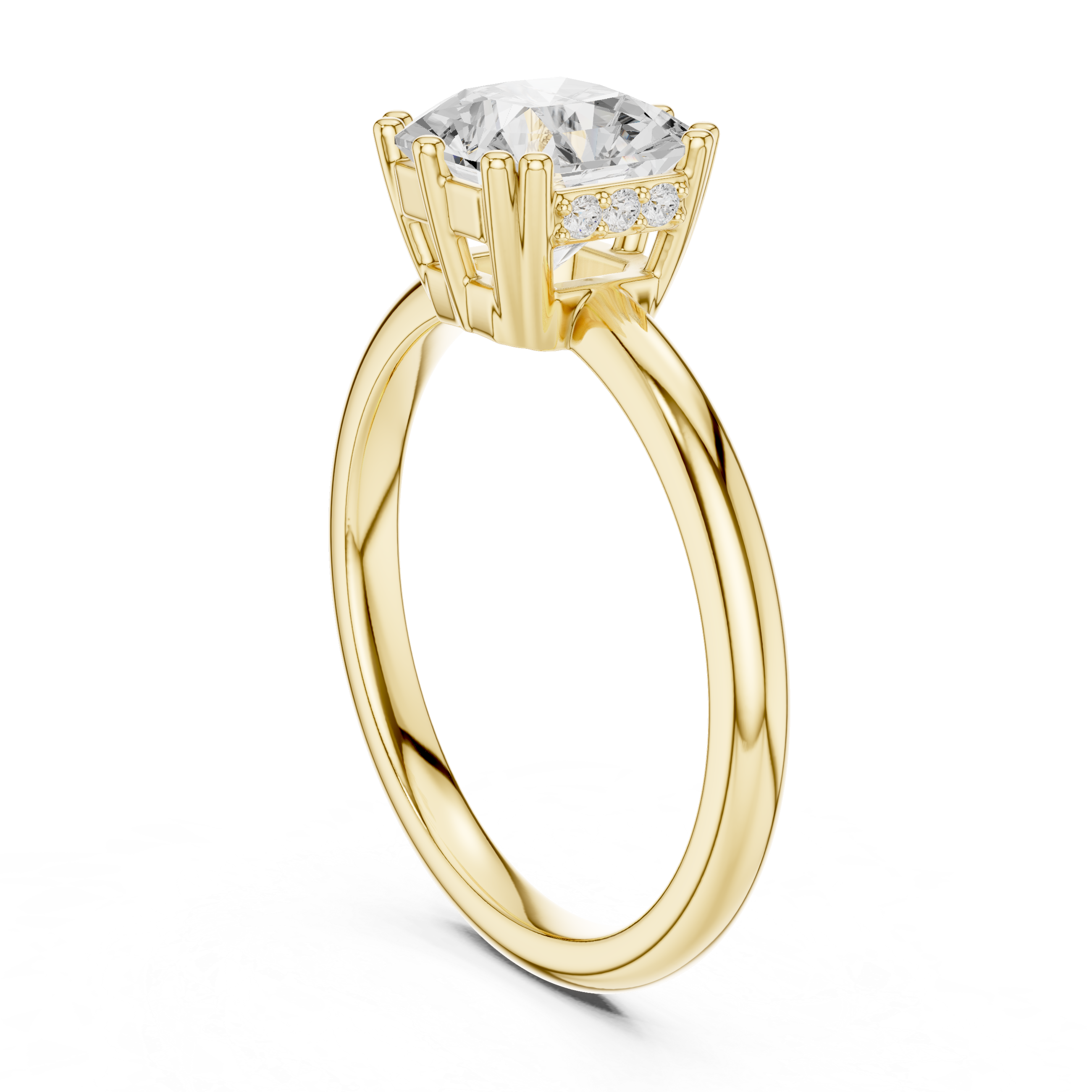asscher hidden halo Solitaire ring