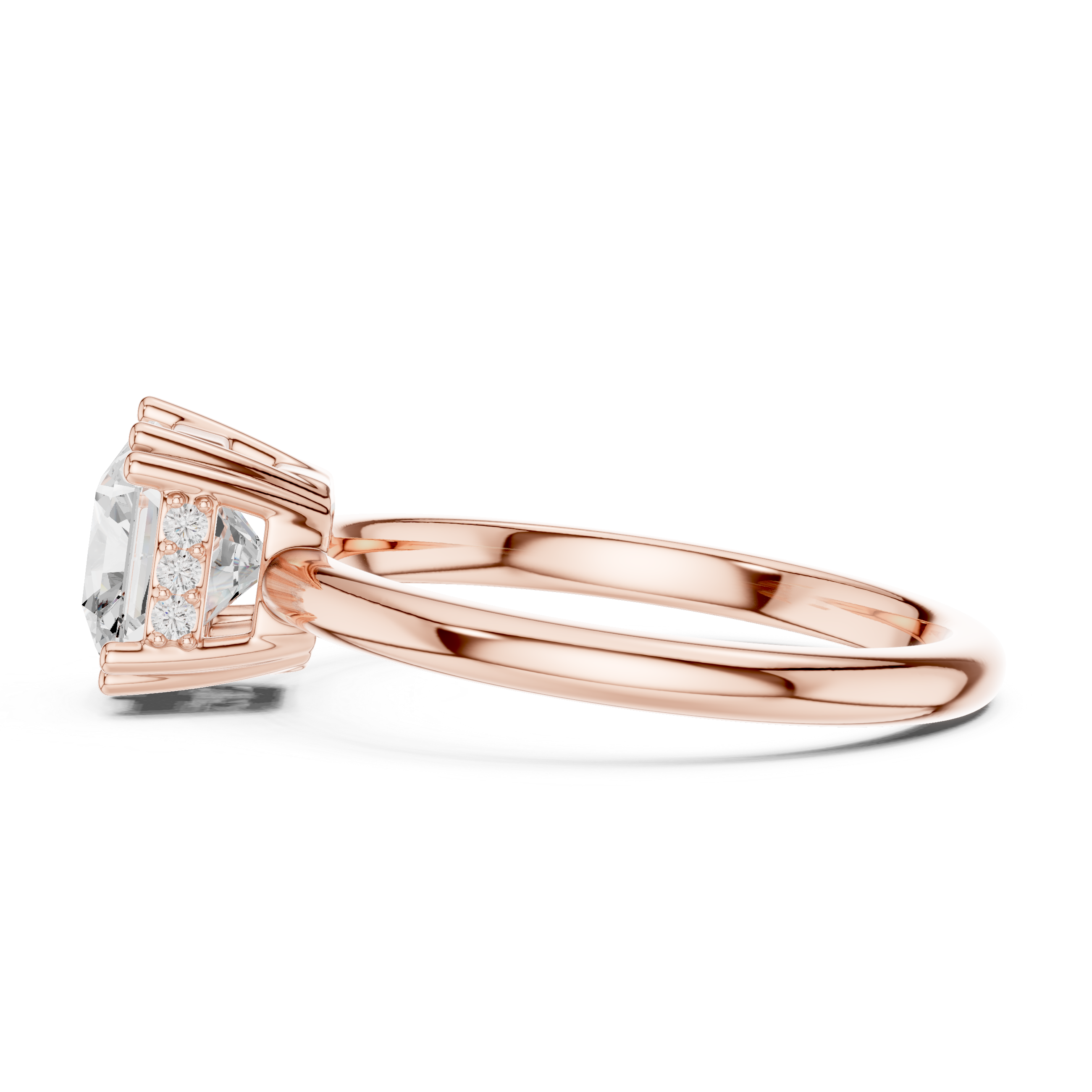 asscher hidden halo Solitaire ring