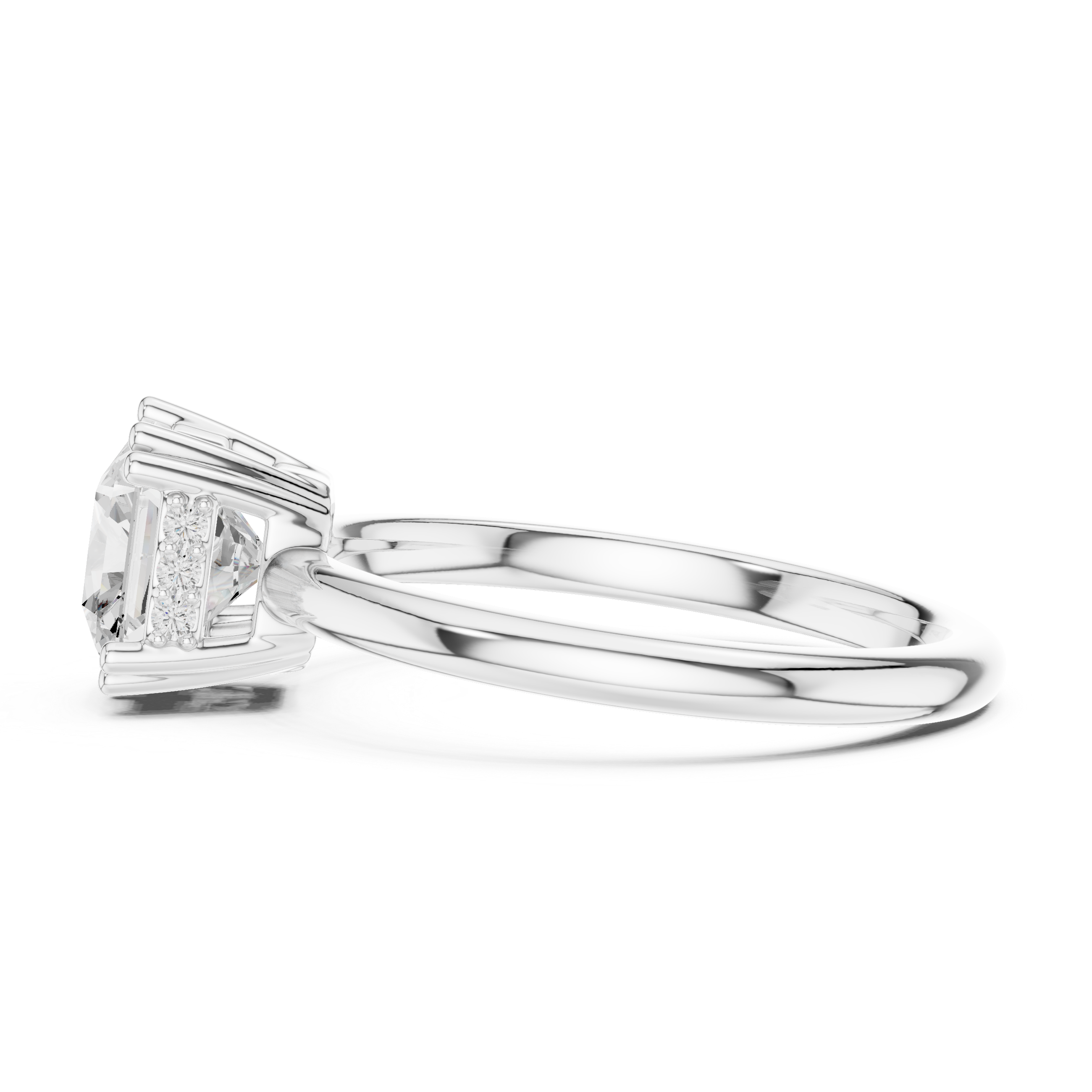 asscher hidden halo Solitaire ring