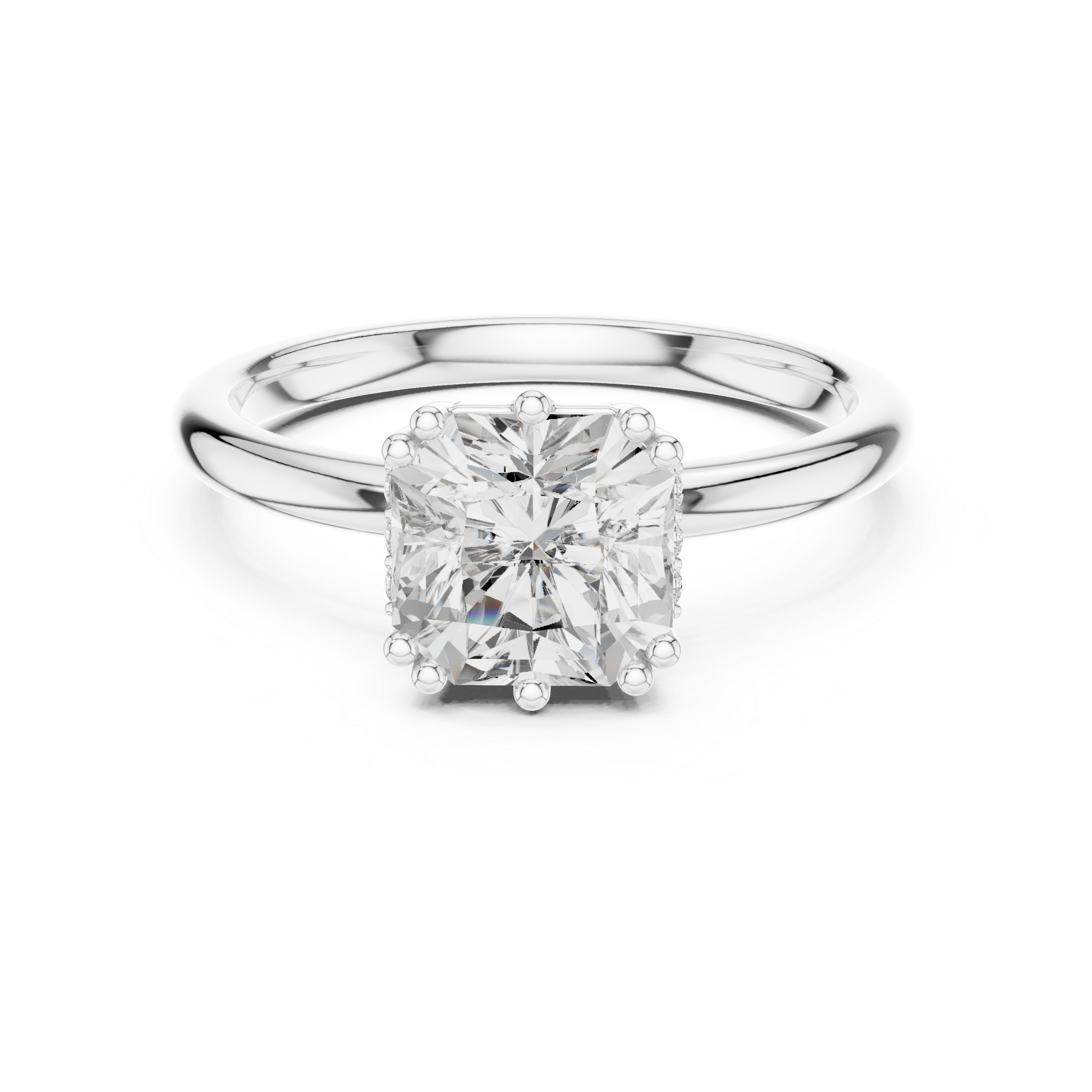 asscher hidden halo Solitaire ring