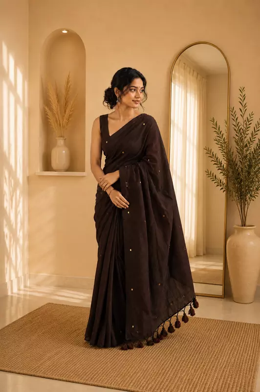 Khadi cotton ( blouse 80pt ) Brown
