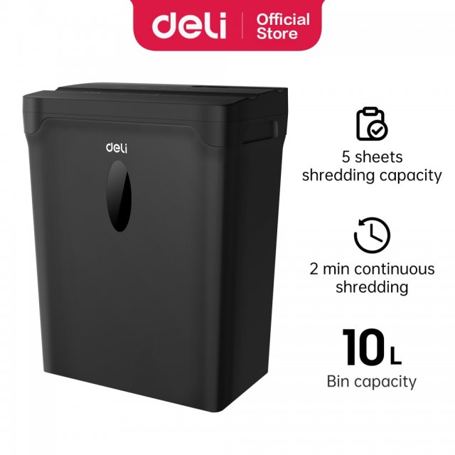DELI T014 PAPER SHREDDER 5SHTS 10L BLACK