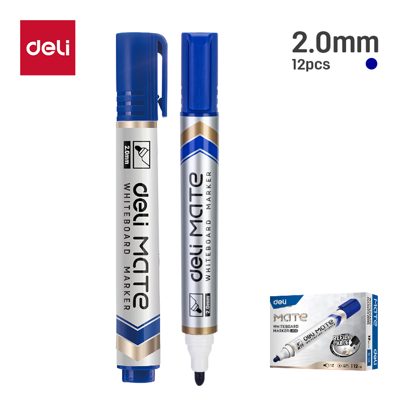 DELI U00330 WHITEBOARD BULLET REFILLABLE MARKERS BLUE