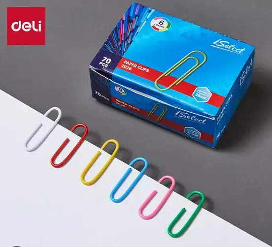 DELI Z025 PVC ASST COLOR PAPER CLIPS 28MM 70's