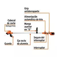 Desbrozadora inalámbrica 40V, 2 baterías 2Ah,1 carg.dual,PRO - DESI-40A / 103243