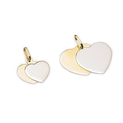 DIJE DOS CORAZONES PLANOS UNO EN BLANCO DIJE DOS CORAZONES PLANOS UNO EN BLANCO