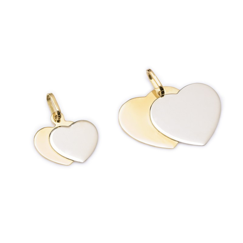 DIJE DOS CORAZONES PLANOS  UNO EN BLANCO DIJE DOS CORAZONES PLANOS  UNO EN BLANCO