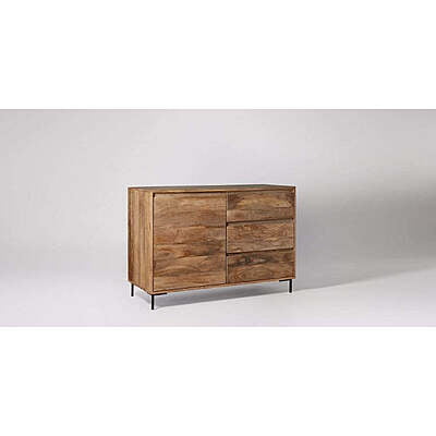 Rustic Mango Wood Sideboard with Drawers & Cabinet - Industrial Style