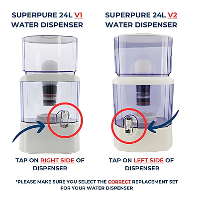 2-Part Replacement Filter Set for SUPERPURE 24L V2 Water Dispenser 2-Part Replacement Filter Set for SUPERPURE 24L V2 Water Dispenser