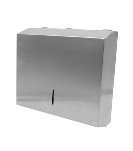 Dispensador institucional de papel toalla foliado en acero inoxidable para baños y áreas comunes