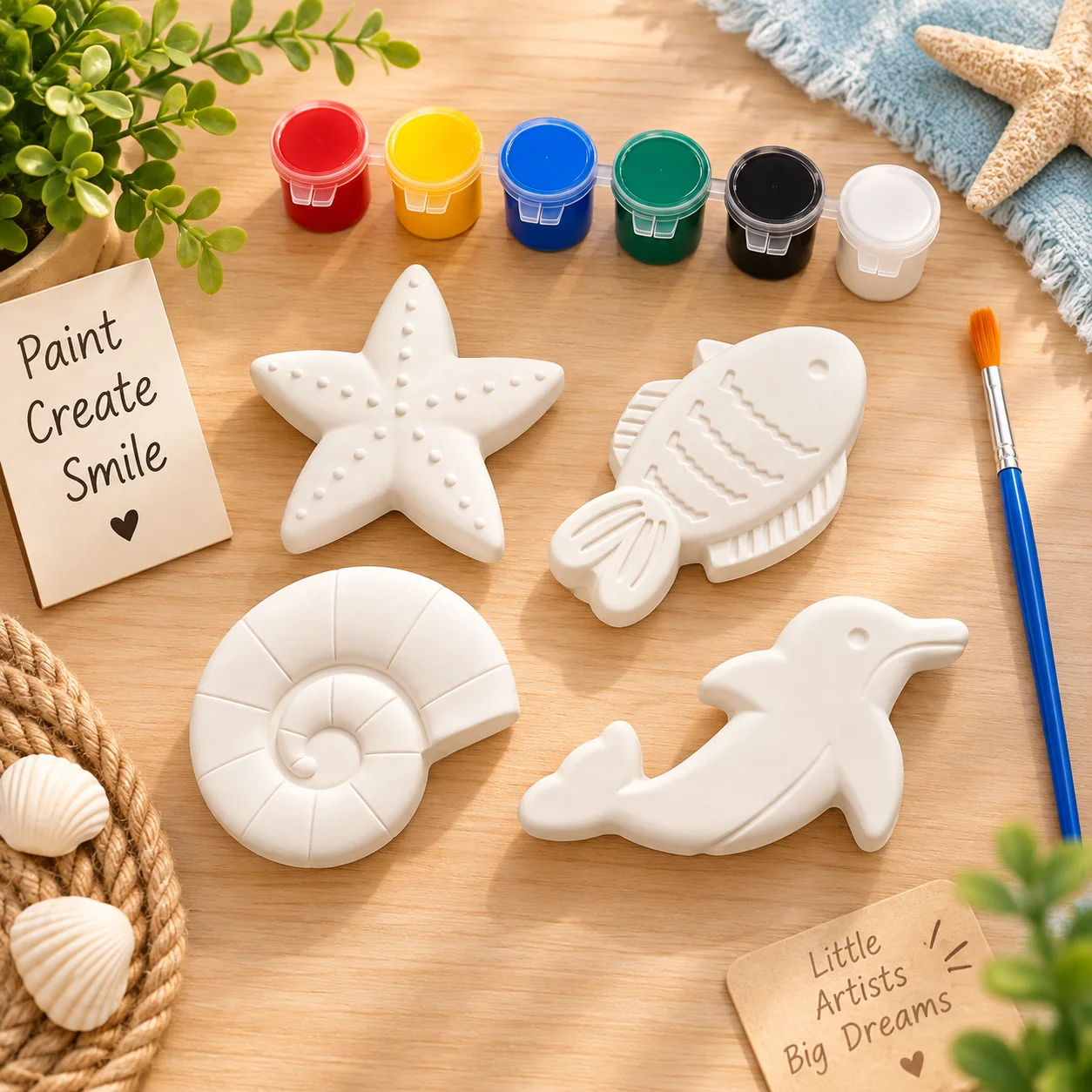Tiny Paint Brush – Ocean Friends Theme Painting Kit -  Pack of 6 Kits