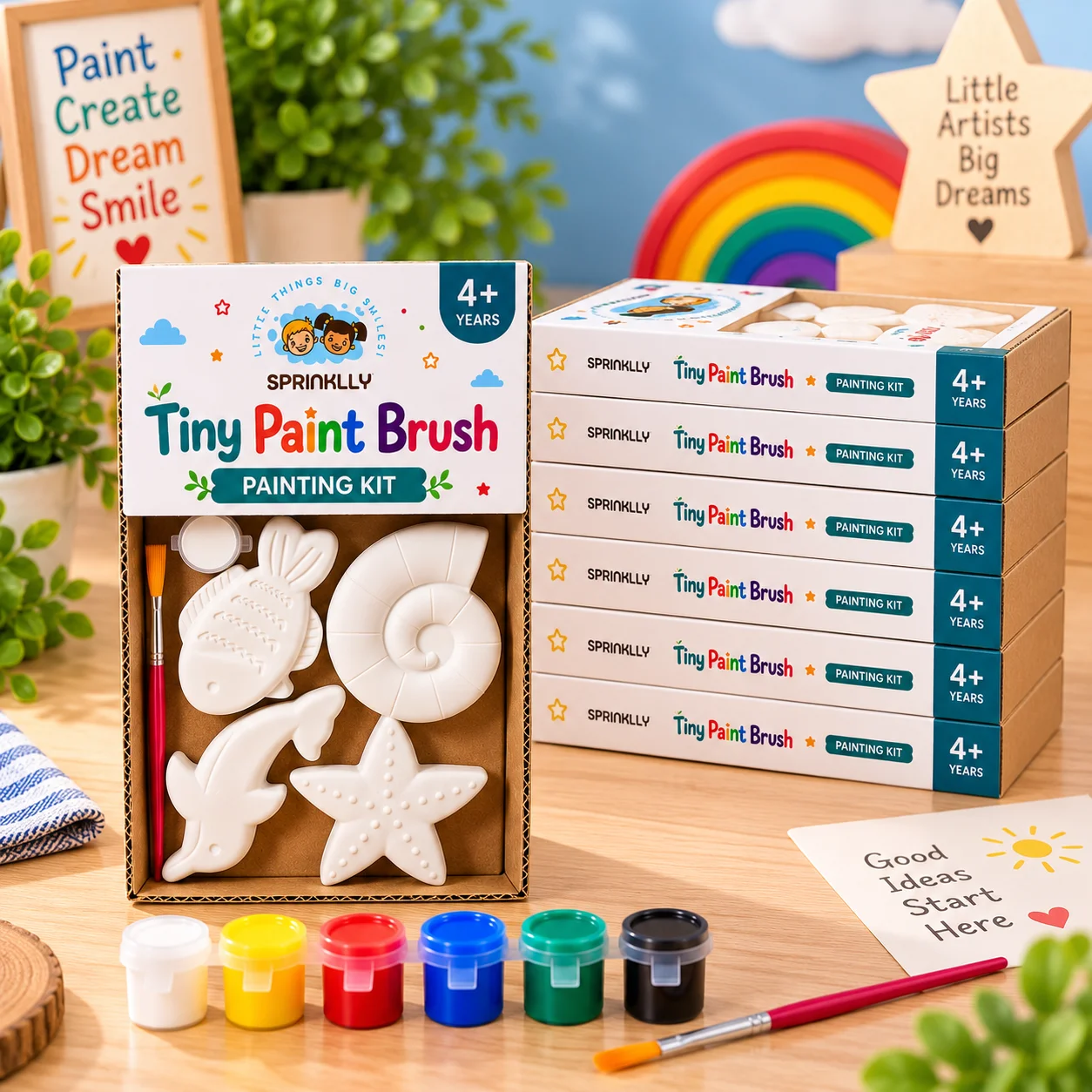 Tiny Paint Brush – Ocean Friends Theme Painting Kit -  Pack of 6 Kits