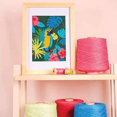 Pappagallo - Tela Mezzopunto con nuovi colori DMC Lanato Pappagallo - Tela Mezzopunto con nuovi colori DMC Lanato