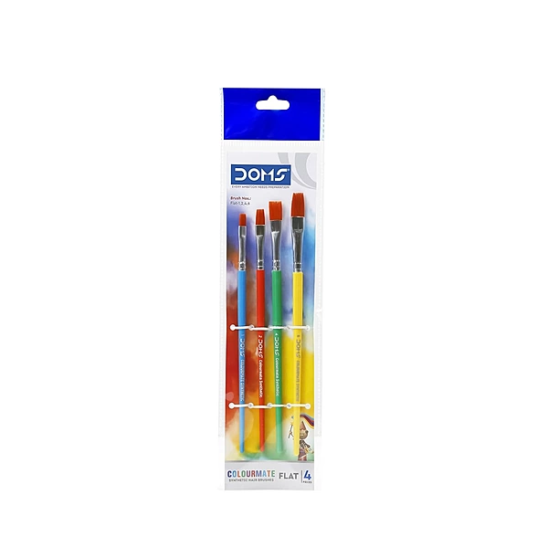 DOMS Colourmate Flat Paint Brushes Set of 4 (1,2,4,6) – Synthetic Hair Brushes