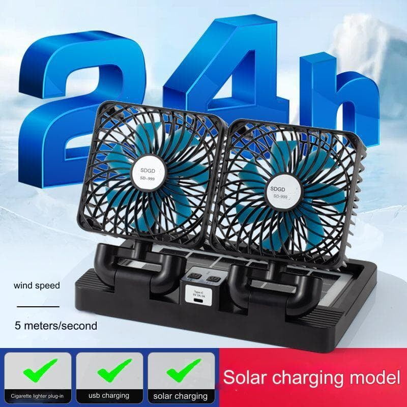 DOUBLE HEAD SOLAR / ELECTRIC CHARGING FAN
