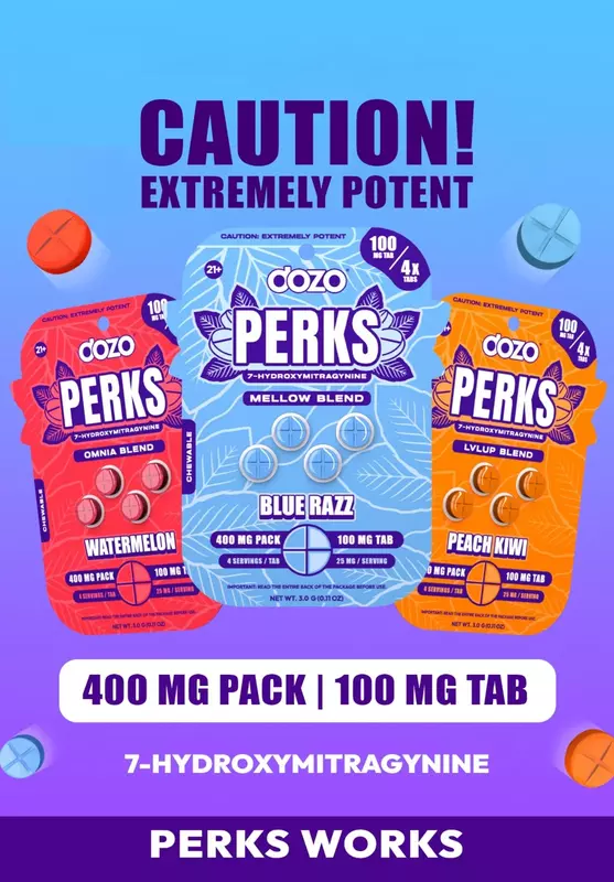 DOZO PERKS 7-HYDROXYMITRAGYNINE |100MG PER TAB | 400MG PER SHEET