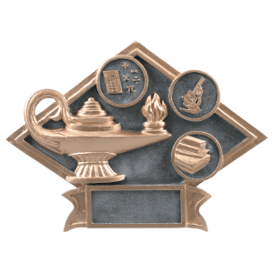 Diamond Plate Resin Trophy-Lamp-Of-Knowledge-8.5 x 6