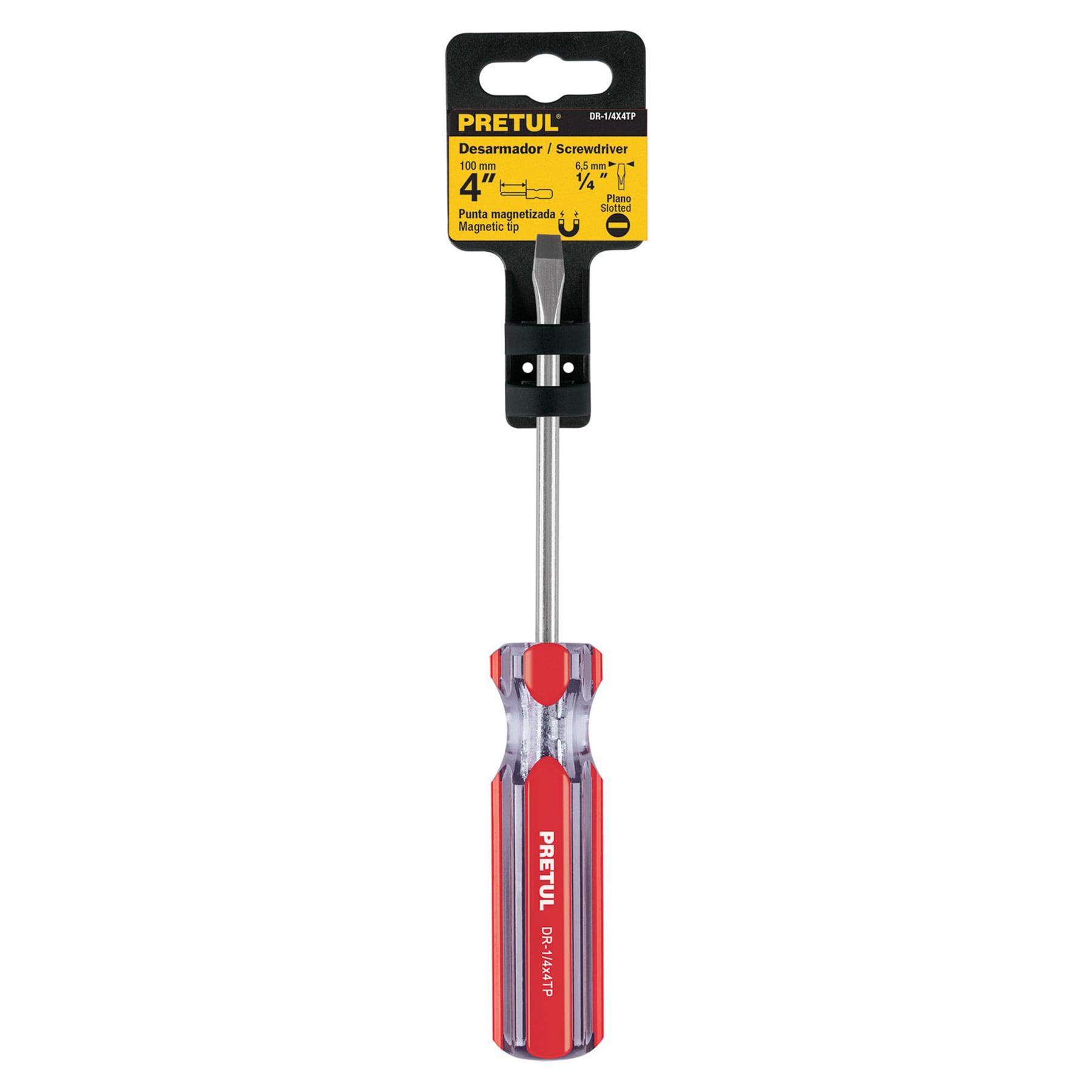 Desarmador plano, 1/4 x 4', mango PVC, Pretul - DR-1/4X4TP / 21459