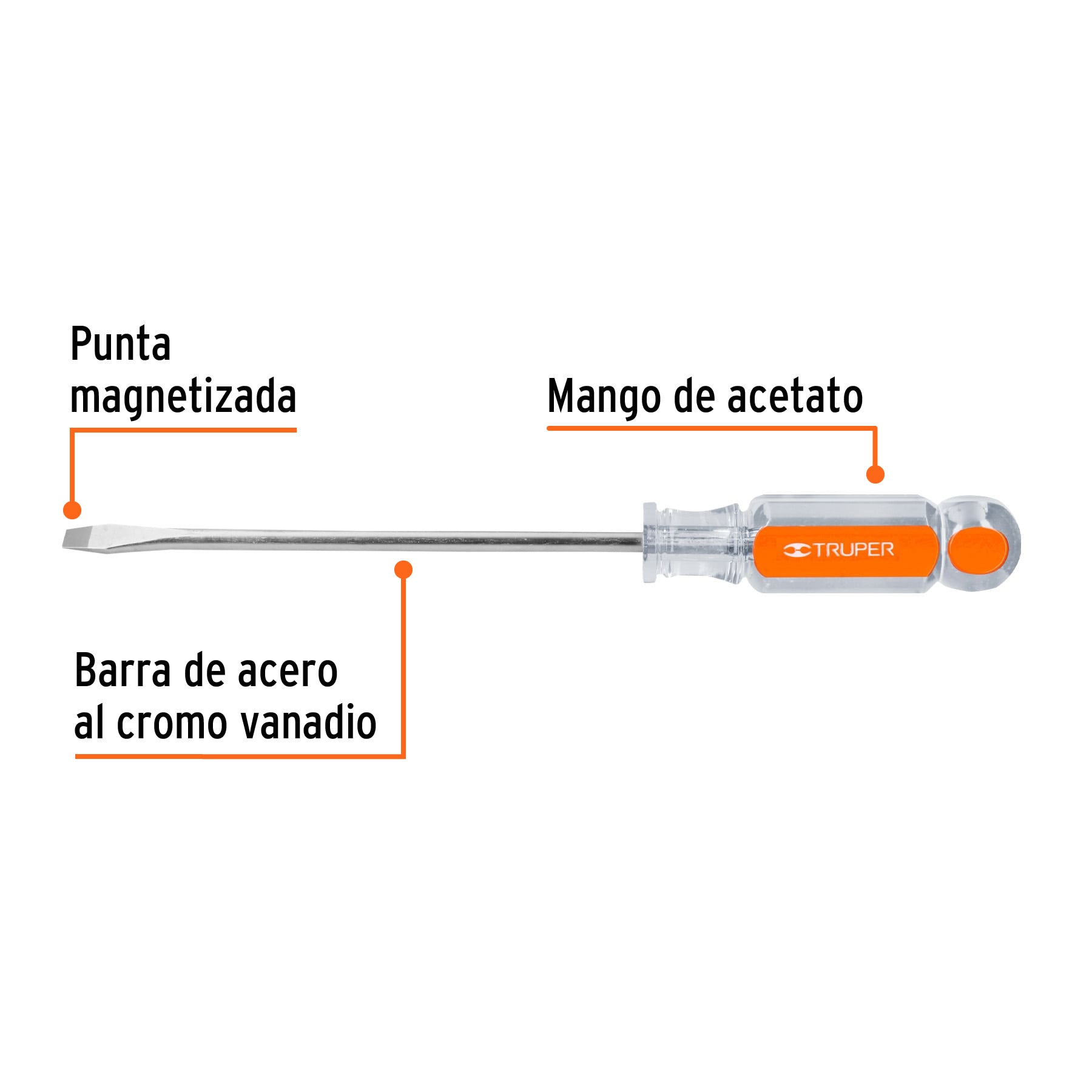 Desarmador plano 1/4x6' mango de acetato - DR-1/4X6 / 13999