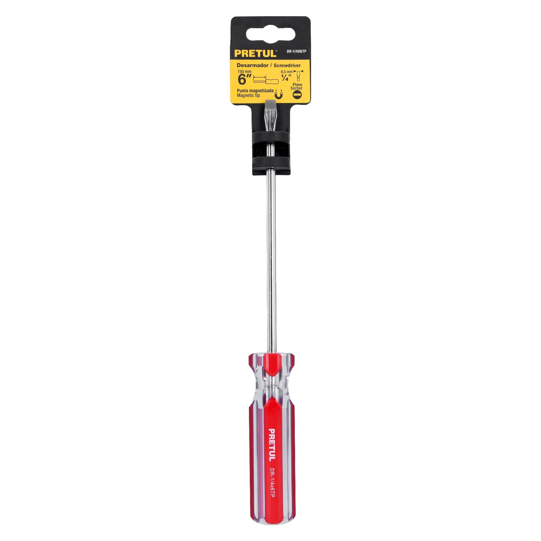 Desarmador plano, 1/4 x 6', mango PVC, Pretul - DR-1/4X6TP / 21462