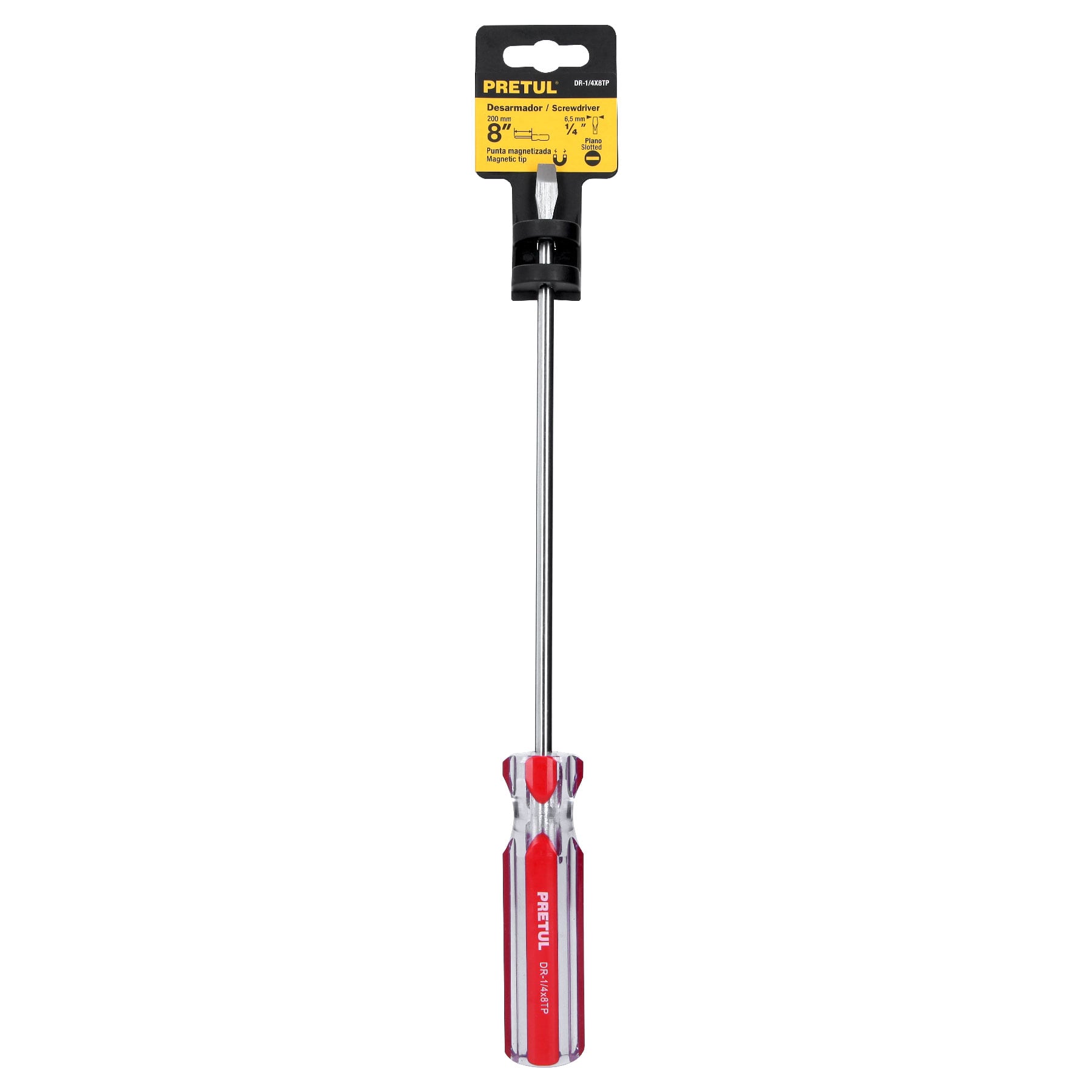 Desarmador plano, 1/4 x 8', mango PVC, Pretul - DR-1/4X8TP / 21460