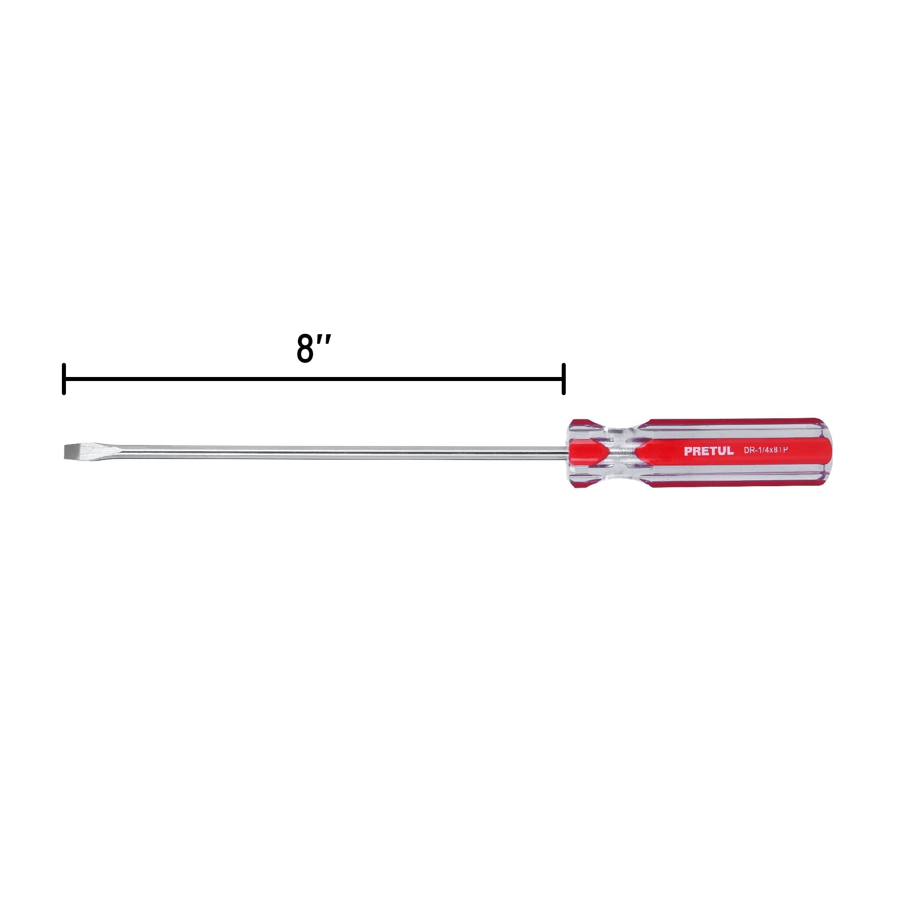 Desarmador plano, 1/4 x 8', mango PVC, Pretul - DR-1/4X8TP / 21460