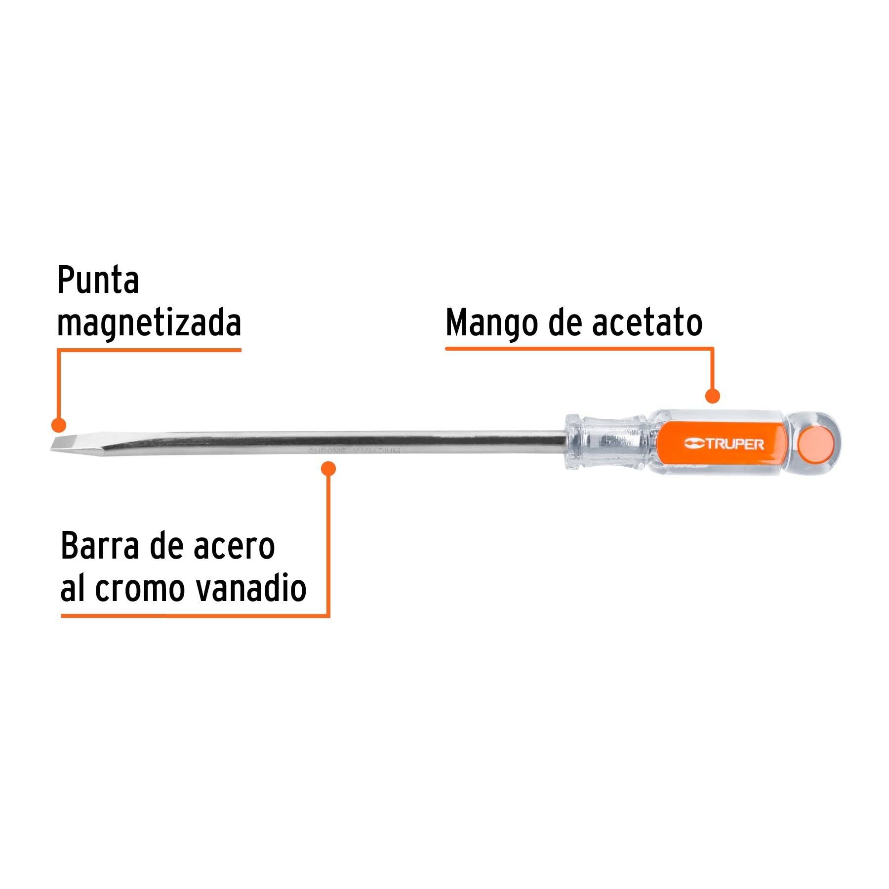 Desarmador plano 3/8x8' mango de acetato - DR-3/8X8 / 14008