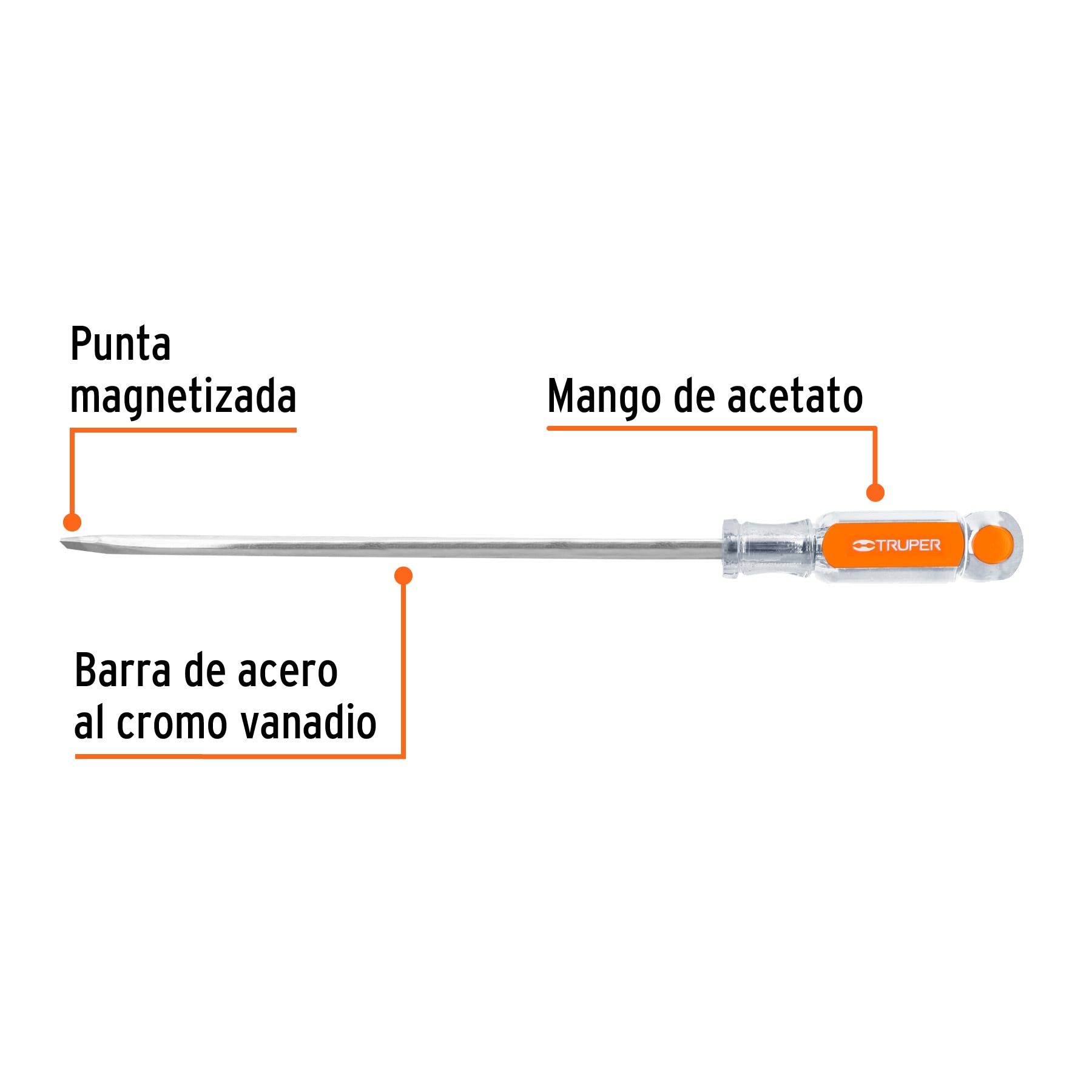 Desarmador plano 5/16x10' mango de acetato - DR-5/16X10 / 14005