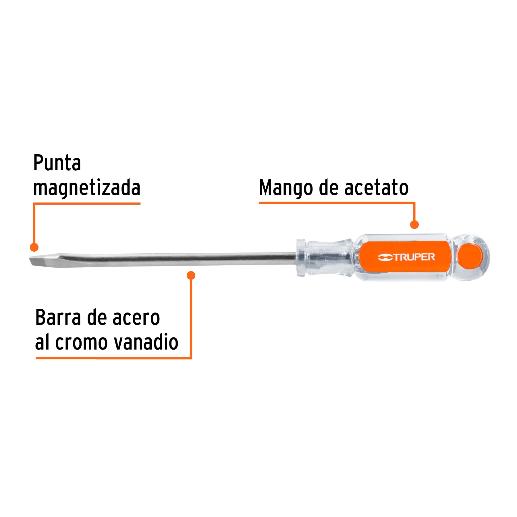 Desarmador Plano 5/16-6 Pulga Mango de Acetato 14002 - DR-5/16X6