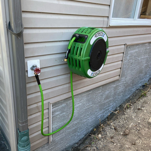 Retractable Garden Hose Reel - 60 Ft - Green Case