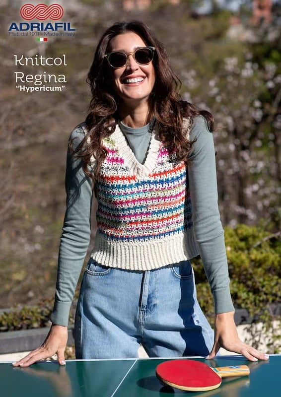 Gilet Hypericum con filato Knitcol e Regina