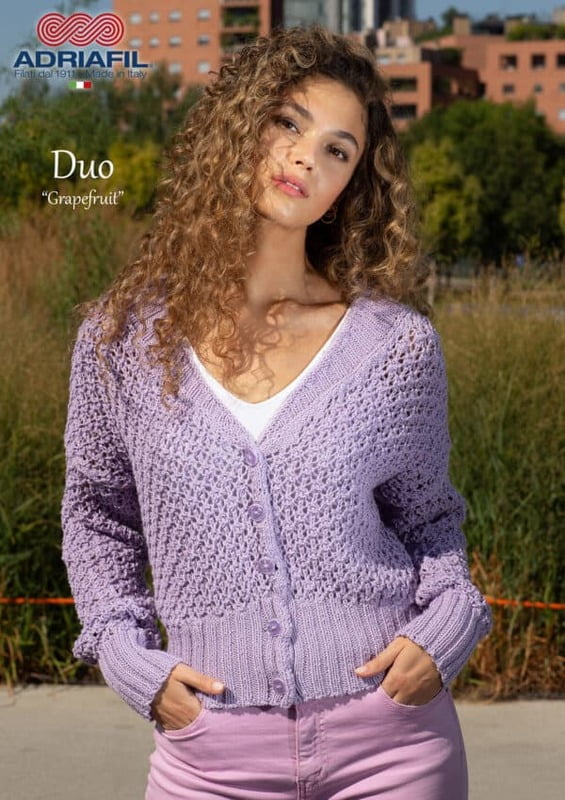 Cardigan donna Grapefruit fatto con filato Duo Confort Cardigan donna Grapefruit fatto con filato Duo Confort