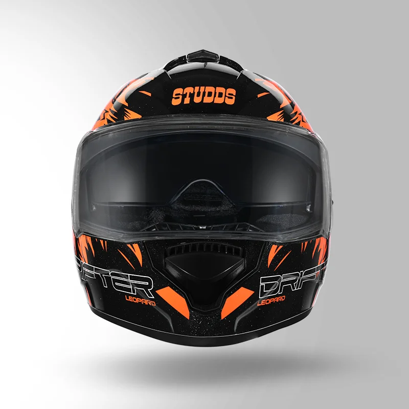 STUDDS DRIFTER D2 BLACK N10 ORANGE D/V (XL) WITH SPOILER STUDDS DRIFTER D2 BLACK N10 ORANGE D/V (XL) WITH SPOILER