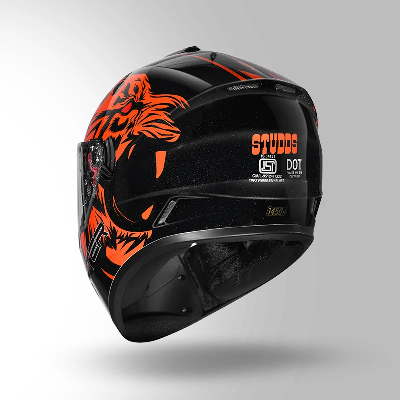 STUDDS DRIFTER D2 BLACK N10 ORANGE D/V (XL) WITH SPOILER STUDDS DRIFTER D2 BLACK N10 ORANGE D/V (XL) WITH SPOILER