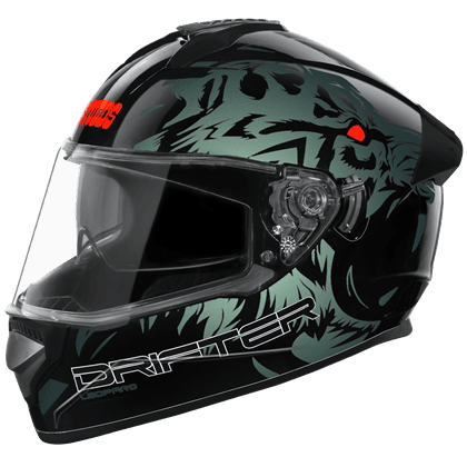 STUDDS DRIFTER D2 BLACK LEOPARD CHAMELEON N1 BLUE D/V (L) WITH SPOILER