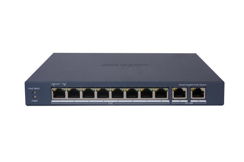 Hikvision 8 Port 8 POE Smart POE Switch, 2 Uplink, 110 W Hikvision 8 Port 8 POE Smart POE Switch, 2 Uplink, 110 W