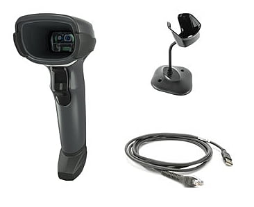DS4608-SR BLACK WITH STAND USB KIT: DS4608-SR00007ZZWW SCANNER, CBA-U21-S07ZBR SHIELDED USB CABLE, 20-71043-04R STAND