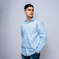 Cotton Shirt Full Sleeves - Blue
