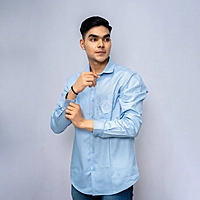 Cotton Shirt Full Sleeves - Blue