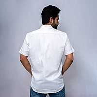Cotton Shirt Half Sleeves - White