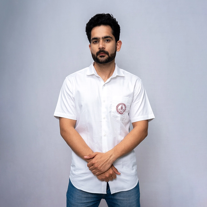 Cotton Shirt Half Sleeves - White