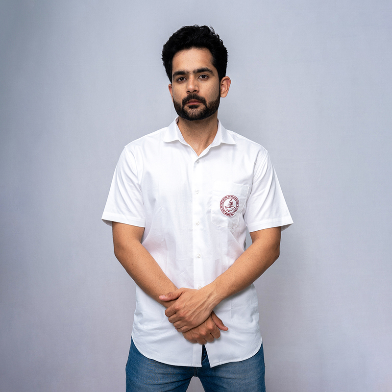 Cotton Shirt Half Sleeves - White