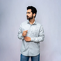 Cotton Shirt Full Sleeves - Grey