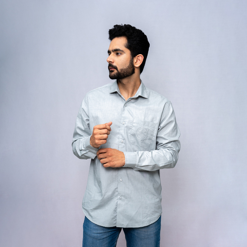 Cotton Shirt Full Sleeves - Grey