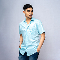 Cotton Shirt Half Sleeves - Mint