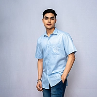 Cotton Shirt Half Sleeves - Blue