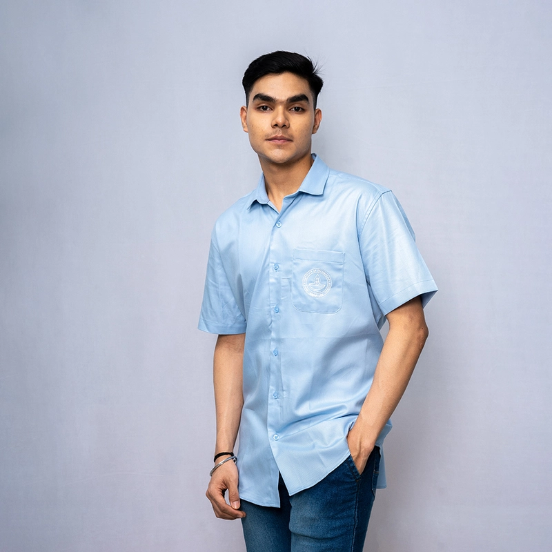 Cotton Shirt Half Sleeves - Blue