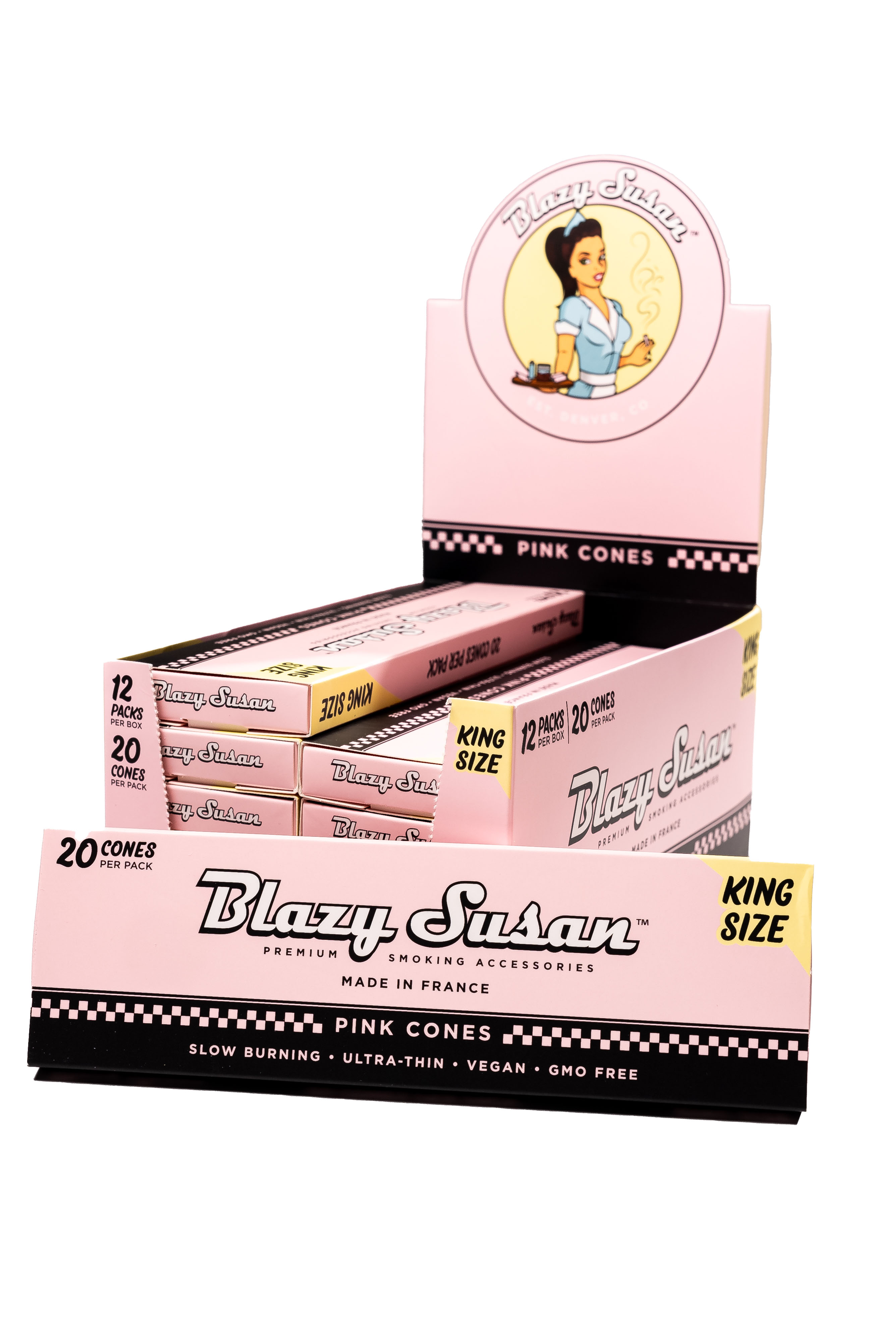 Blazy Susan® - Pink Pre-Roll Cones King Size (20ct) - Display of 12