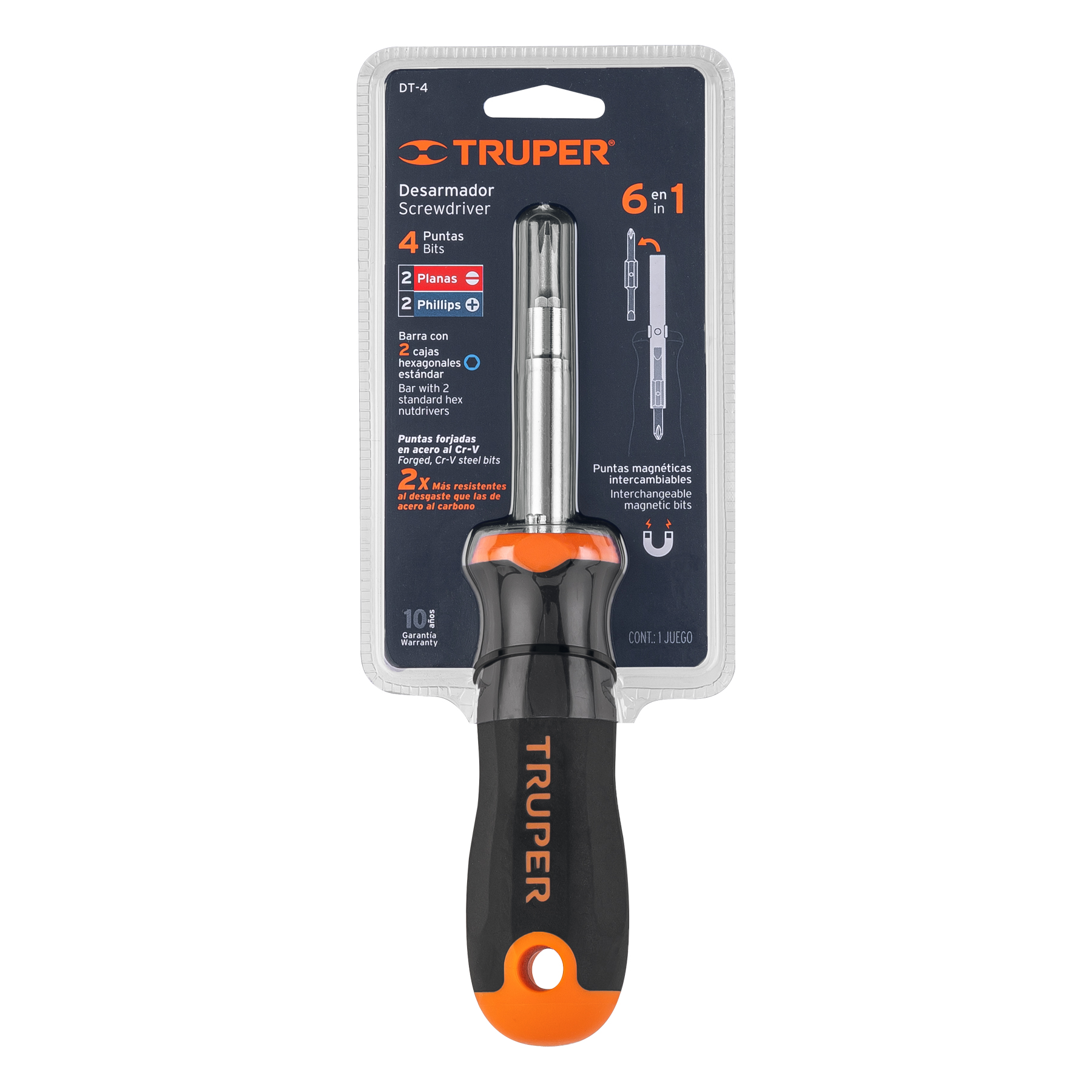 Desarmador 2 puntas dobles y barra con 2 cajas hexagonales - DT-4 / 14200